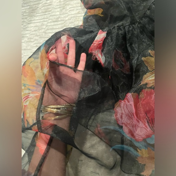 STAUD CALLUNA DRESS first bloom night black floral maxi sheer gown size S - Picture 8 of 10